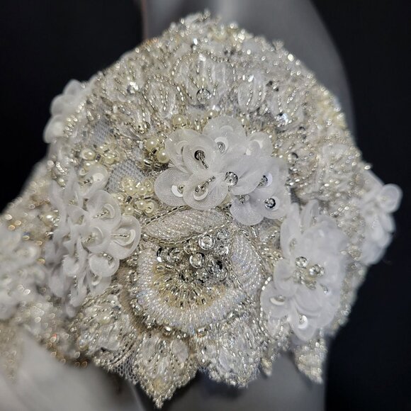 NWT~$2750~AMARE COUTURE~4/6~IVORY BEADED EMBELLISHED FIT & FLARE WEDDING DRESS - Picture 10 of 16